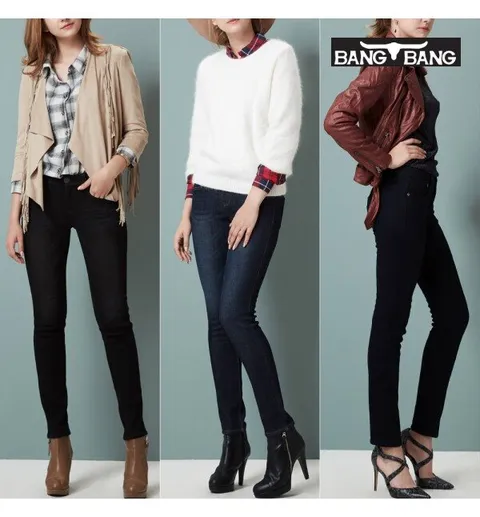 여성 보아퍼 본딩 스판데님 3종택1