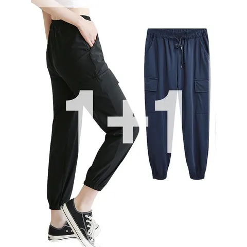 [하프클럽/코디제이]여자 바지 쿨링스판카고 데일리룩 조거핏 카고팬츠 남녀공용 아이스바지 여름 쿨팬츠 스판카고바지 밴딩바지