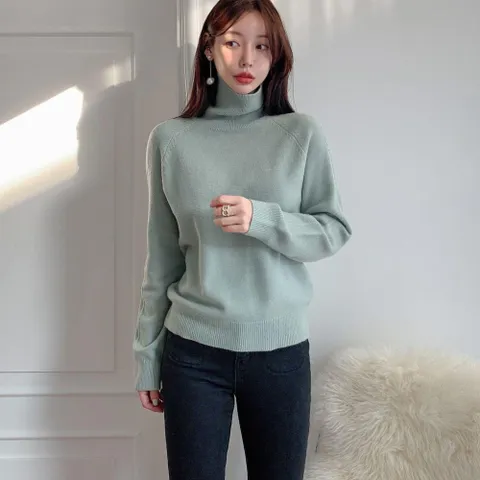 [다잇템] 여자 폴라티 캐시 긴팔티 핑크 라글란 니트