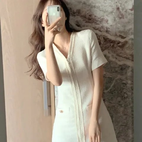[디작소] 여성 여름 위티 트위드 하객룩 미니원피스