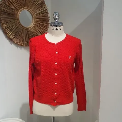 HC06 꽈배기 짜임 라운드 가디건(레드) L261BKT252