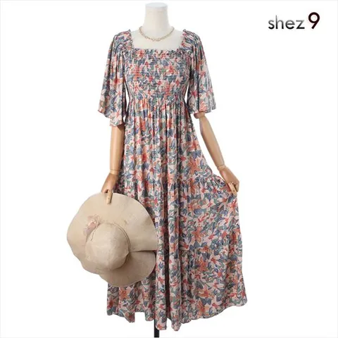 [하프클럽/쉬즈나인]쥴리아 꽃나염 스모크 원피스