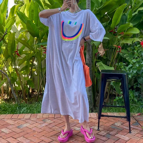 H스타일OP하하네온OPS 여름 여성 원피스 반팔 OPS 빅사이즈 임부복 파자마 잠옷 데이트룩 하객룩