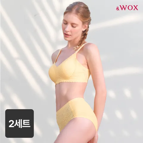 앤왁스 꿈의브라 팬티 레이스 스트랩 2세트 여성 심리스 브라