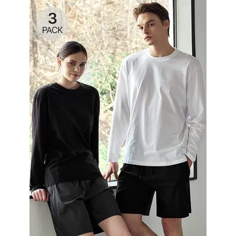 [하프클럽] 3장세트 공용 30수 순면 기본 무지 레이어드 라운드 긴팔 티셔츠 A24T108