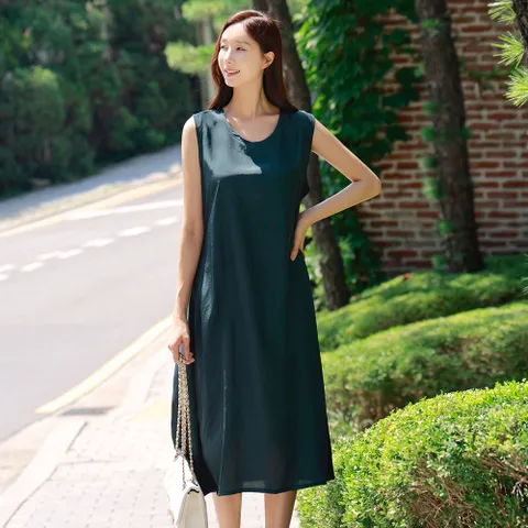 여성 여름 쿨 인견 빅사이즈 나시 민소매 원피스 40-50대 미시 중년여성 마담옷 선물 모임