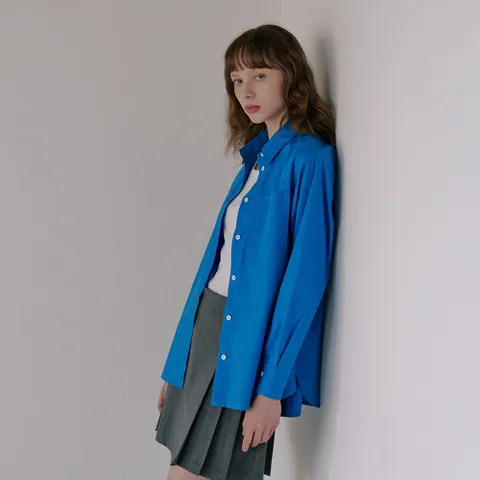 [최초가: 69,000원]포플린 오버사이즈 셔츠 [블루]_LMISH01F1BL