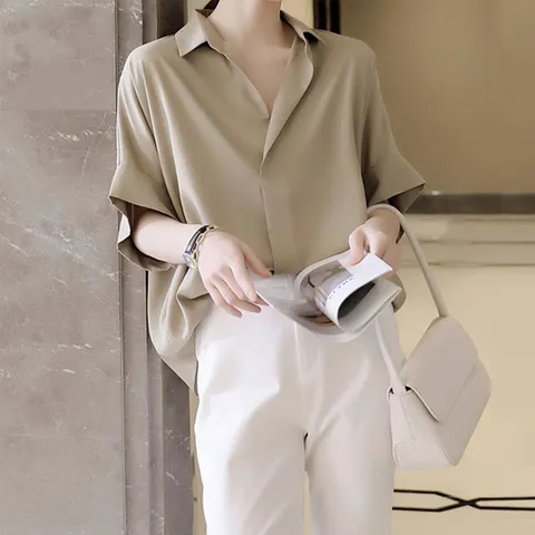 멜르 가오리핏 반팔 블라우스