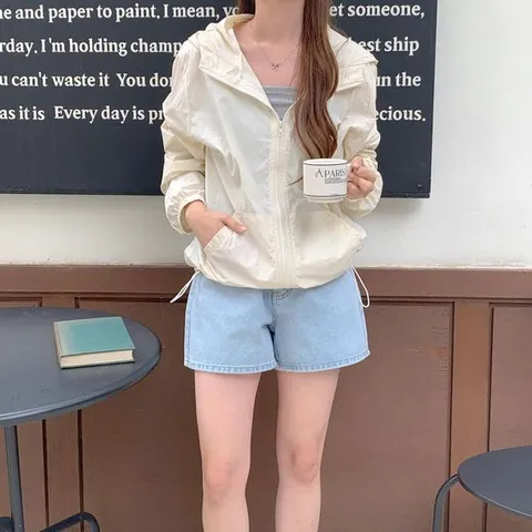 [하프클럽/여자 여름 살안타 스토퍼 바람막이 후드 집업 점퍼