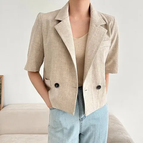 H스타일TK린넨미미더블반팔자켓 여름 여성 마 린넨 자켓 재킷 쟈켓 아우터 점퍼