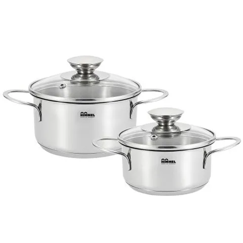 힘멜 데일리 스텐 인덕션 미니냄비세트 4P  12양수+14양수+유리커버 2P