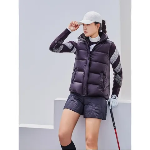 (BJ4X36A14Z)여성 A라인 중힙 다운 베스트 - 와인