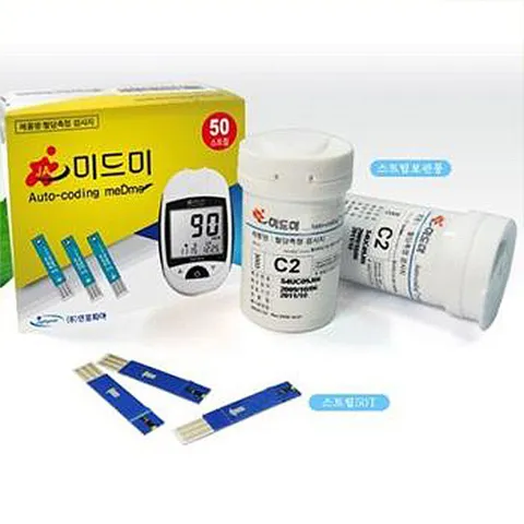 OS미드미 혈당계+시험지 50매 세트 상품 혈당 당뇨 기계 기기 스트립