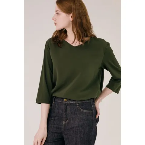 [하프클럽] 실키터치  브이넥 모달 7부 티셔츠