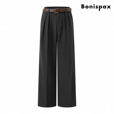 정상가:79,000원 ㅣ 핀턱 벨티드 와이드 롱 팬츠 (XP3TA004L0)