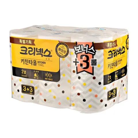 유한킴벌리 키친타월 크리넥스(2겹) 135매x3+3입 키친타월 식자재