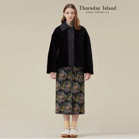 [정상가-399000원][Thursday Island] 타소재 배색 퍼 자켓(T238MLT301W)