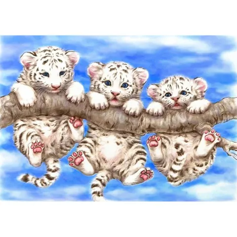 호랑이보석십자수 호랑이 삼형제  캔버스  보석십자수 40x50 캔버스보석십자수