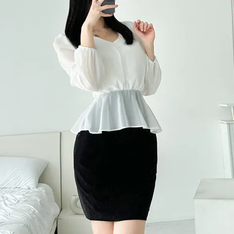 [다잇템] 여자 시폰 블라우스 상견례룩 미니원피스