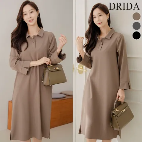 드리다 여자 가을 카라 빅사이즈 정장 직기 원피스 40-50대 미시 중년여성 엄마옷 하객 출근 상견례 옷선물
