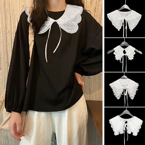 여성 레이스 페이크카라 넥케이프 블라우스 레이어드 페이크넥카라 페이크케이프