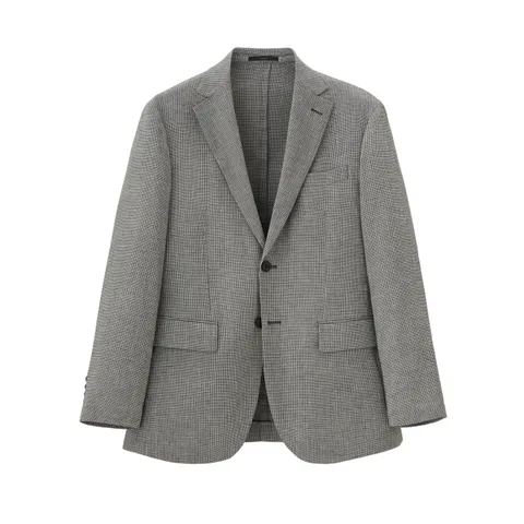 [롯데백화점][맨잇슈트]25 봄 여름 특_가 시원하고 구김없는 마이크로 체크 그레이 린넨 클래식 재킷