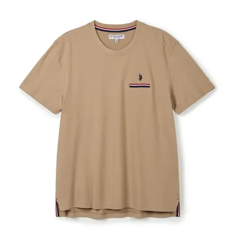 [U.S. POLO ASSN.] 남성 여름 PQ 라운드티셔츠_베이지