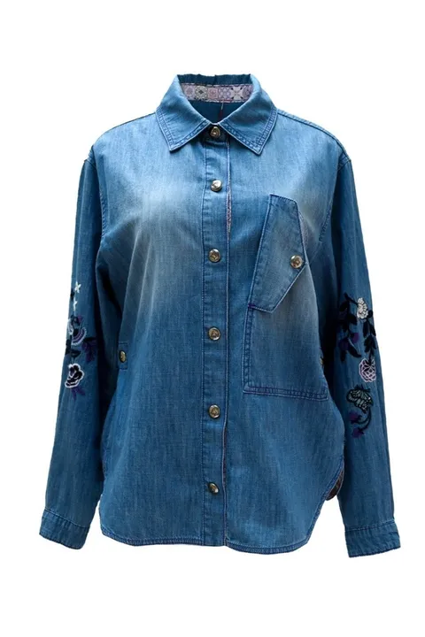 데님 배색 벨티드 자켓