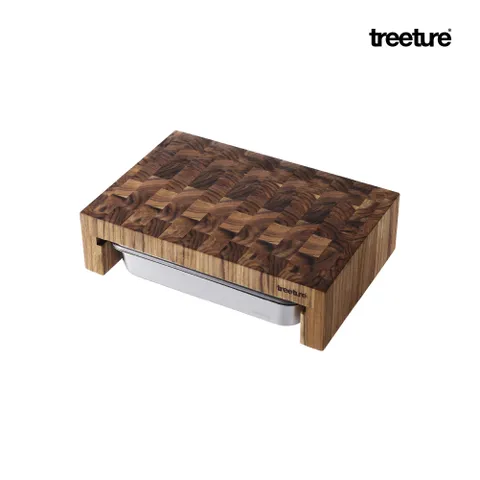 트리쳐 엔드그레인 티크 도마x바퀜 스틸 패키지