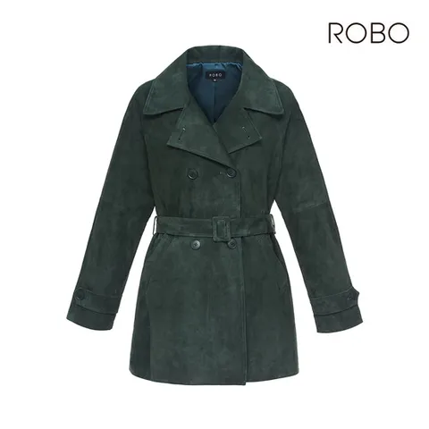 로보 24FW 스웨이드 클래식 하프트렌치(딥그린)