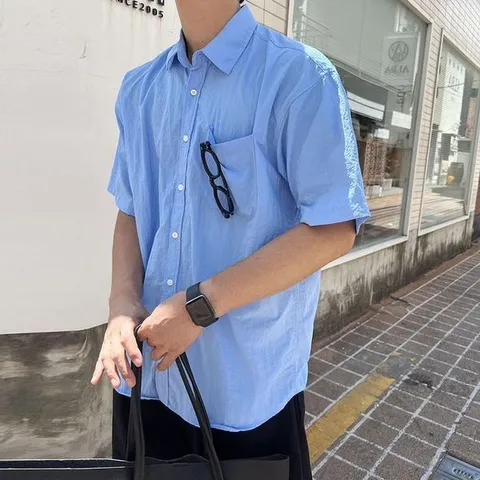 [하프클럽] 남자 여름 셔츠 시원한 나일론 오버핏 반팔 남방