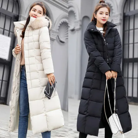 [다잇템] 여자 FW 스트랩 페이크퍼 털후드 롱패딩 점퍼