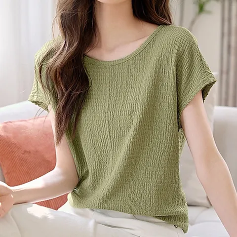 [브리치]  / NT1807 심플 무지 얇은 라운드넥 캡소매 티셔츠