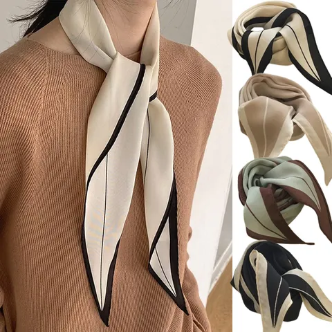라인배색 스카프 여성용 미니 쁘띠 실크 방도