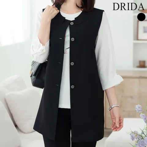 드리다 여자 여름 카라 빅사이즈 정장 미디 조끼 베스트 40-50대 미시 중년여성 엄마옷 하객 상견례 모임