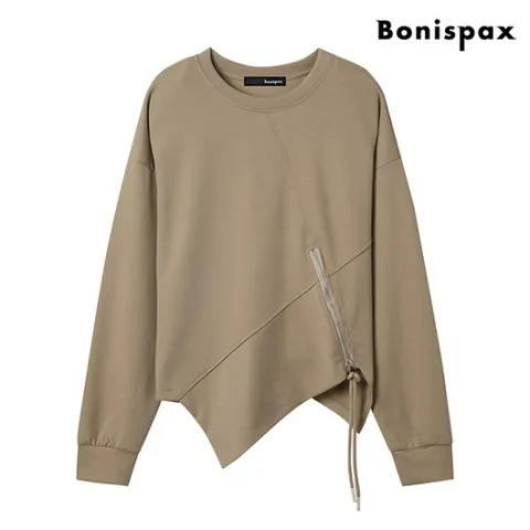 정상가:69,000원｜라운드 지퍼 언발 포인트 베이직 긴팔 티셔츠 (XO4LW004L0)