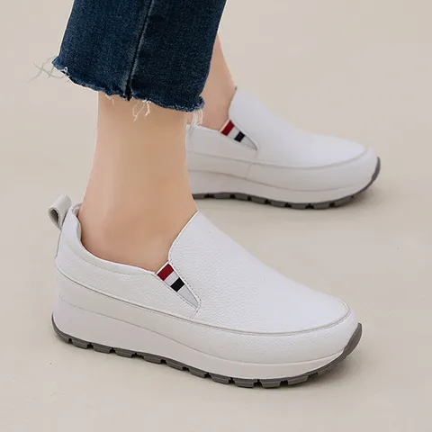 (천연소가죽)말랑푹신 라텍스 쿠션 속굽 키높이 슬립온 4cm