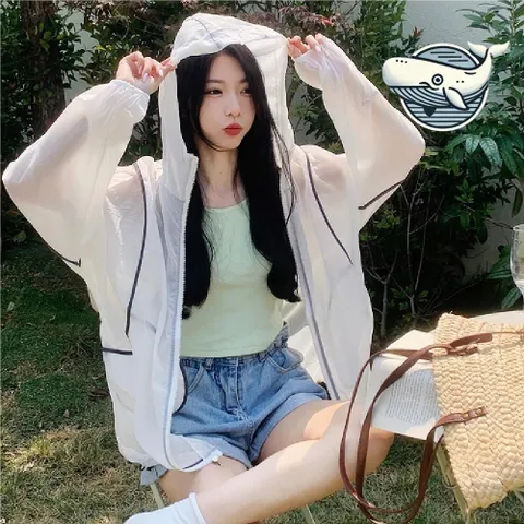 여름용 경량 바람막이 후드 오버핏 커플 점퍼 여름점퍼코디 여름바캉스룩 얇은점퍼