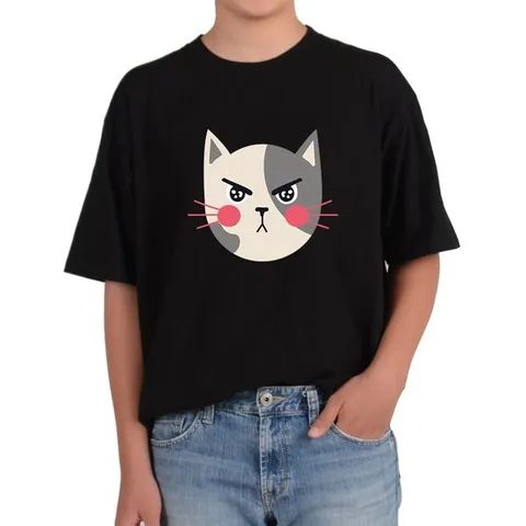 [하프클럽]  그래픽 티셔츠 야옹이 고양이 표정 이모티콘