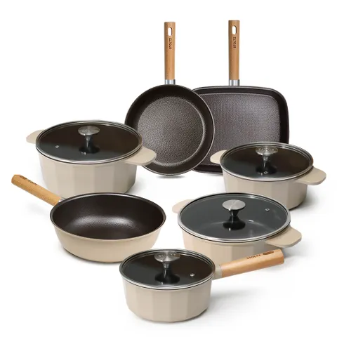 STOLTZ  초코 냄비 프라이팬 궁중팬 IH 인덕션 마스터 7종세트(편수18+양수20+양수24+전골24+웍26+팬28+사각팬28)