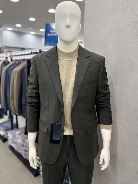 남자 간절기 3계절 울혼방 예복 카키컬러 세미 정장 캐주얼 셋업 양복 세트 면접 결혼 수트 / 면접 혼주 결_JK
