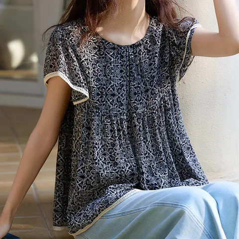 에스닉패턴쉬폰블라우스 mde2301987