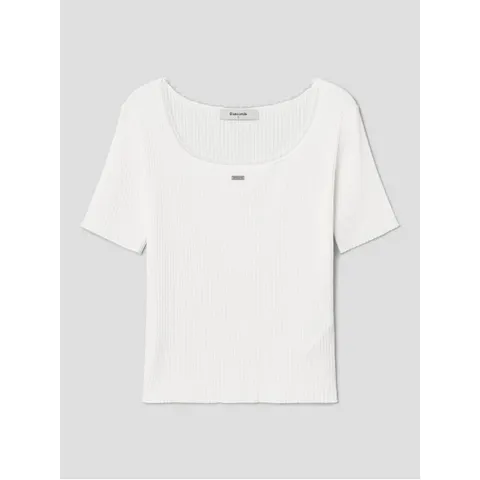 레이스 트리밍 슬림핏 골지 니트 - 아이보리 (125951MQ70)