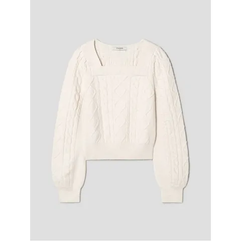 스퀘어넥 케이블 긴소매 풀오버  아이보리