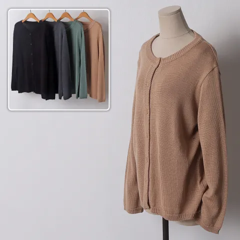 라운드 데일리 니트 가디건 401D093S 빅사이즈 여성