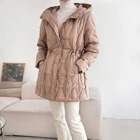 여자 후디 드로우코드 오리털 허리슬림핏 점퍼 (23744081)