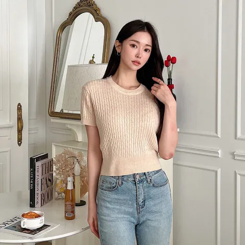 [브리치] 러블리감성 / 효심 앙고라 반팔 니트티셔츠