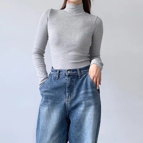 [브리치] 러블리감성 / 졸업식 쫀쫀 무지 반폴라 긴팔티셔츠