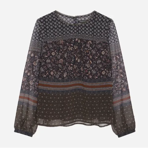 [롯데백화점](여성)보헤미안 플라워 보더 블라우스 T256MBL153W