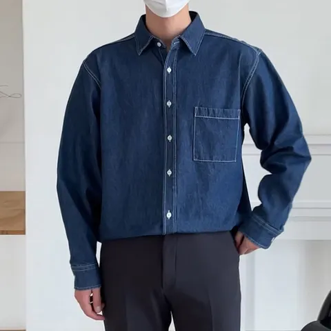 [브리치]  / 봄 가을 윤호 데님 셔츠 청남방 / 중청 연청